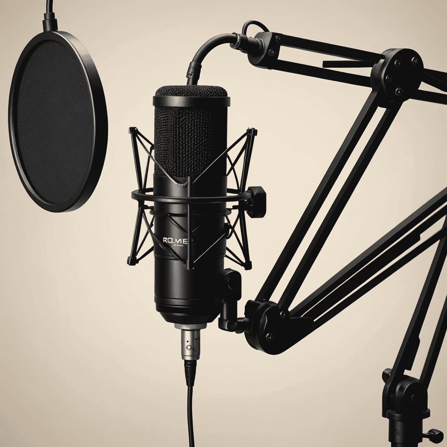 A professional-grade streaming microphone with pop filter and boom arm